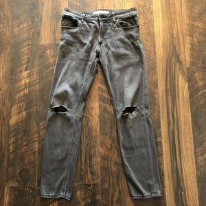 Express Jeans Super Skinny Fit Mens 32x32 (ACTUAL 32x30) Faded Black Distressed